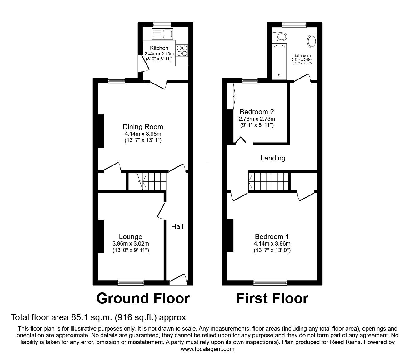 Floorplan of 2 bedroom Mid Terrace House for sale, Longacre, Castleford, West Yorkshire, WF10