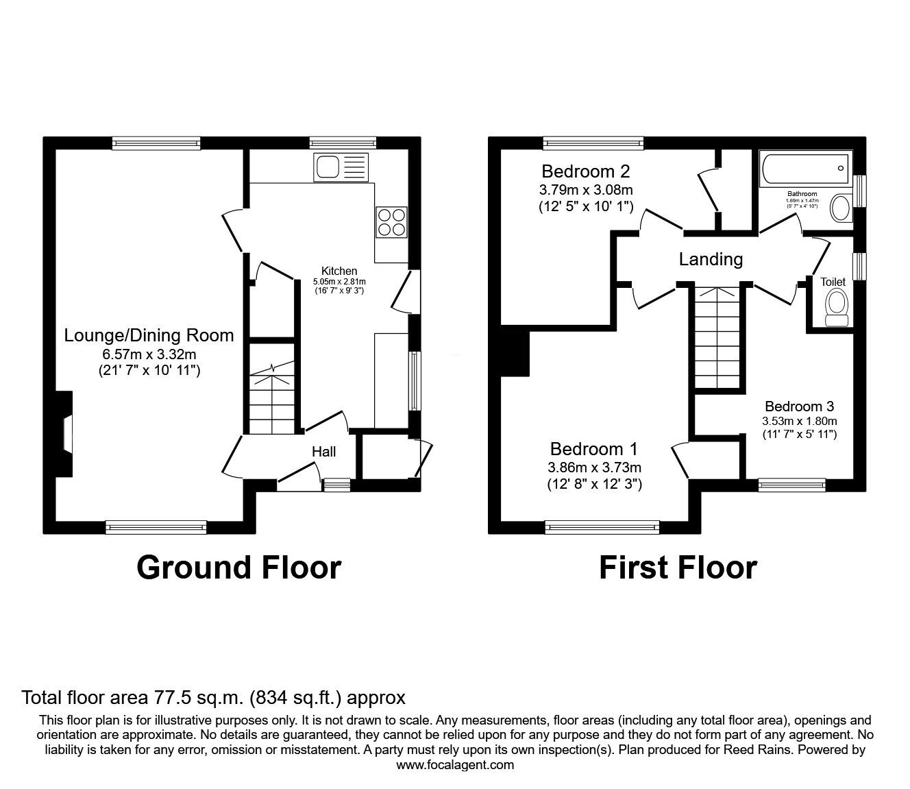 Floorplan of 3 bedroom Semi Detached House for sale, Curlew Close, Castleford, West Yorkshire, WF10