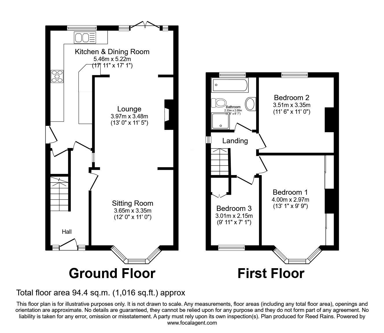 Floorplan of 3 bedroom Semi Detached House for sale, Monckton Drive, Castleford, West Yorkshire, WF10