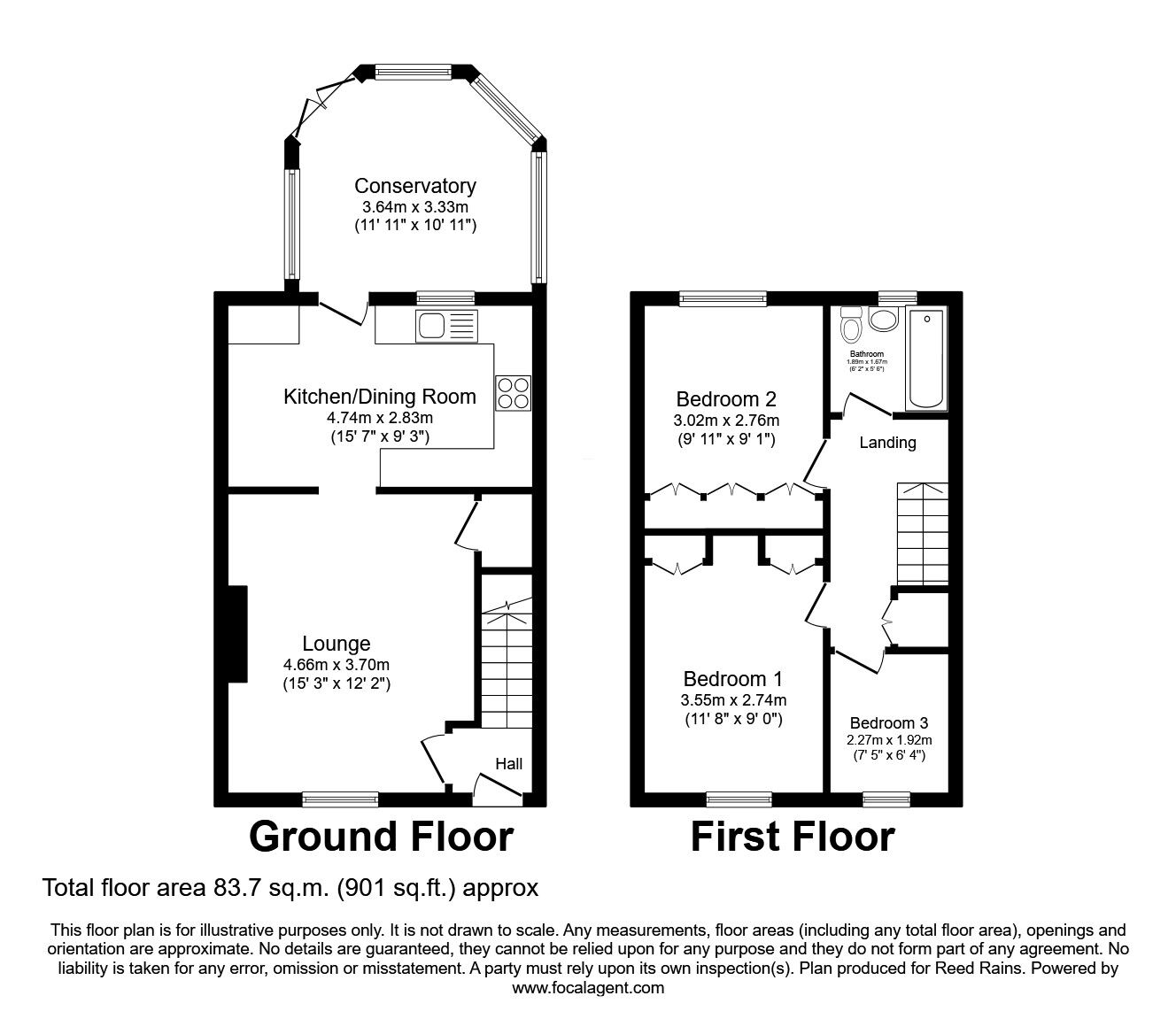 Floorplan of 3 bedroom Semi Detached House for sale, Kendal Garth, Castleford, West Yorkshire, WF10