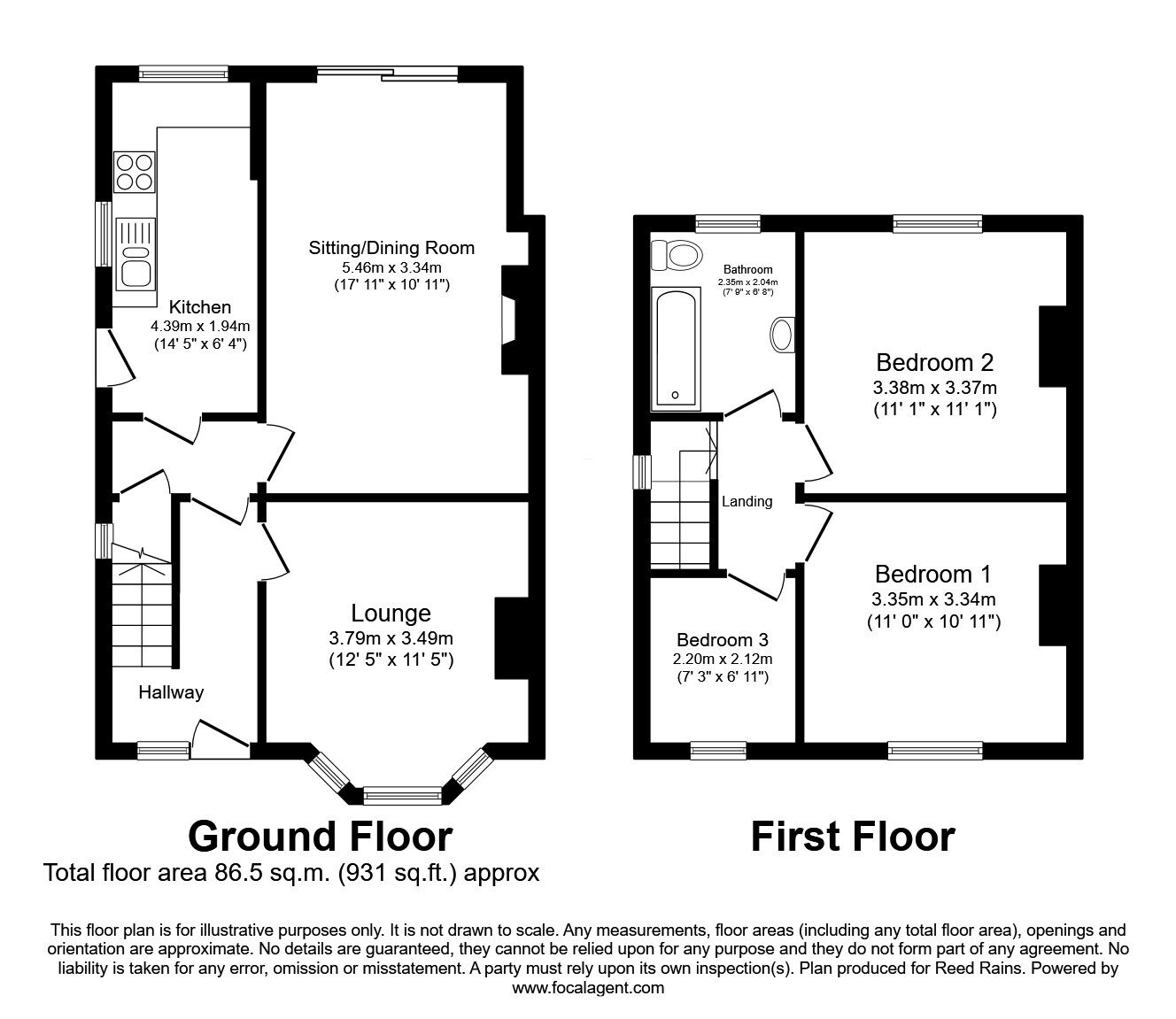 Floorplan of 3 bedroom Semi Detached House for sale, Carlton Avenue, Castleford, West Yorkshire, WF10