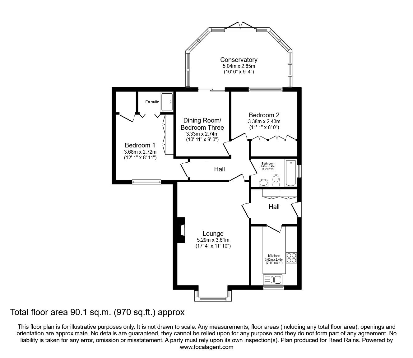 Floorplan of 3 bedroom Detached Bungalow for sale, Coniston Drive, Castleford, West Yorkshire, WF10