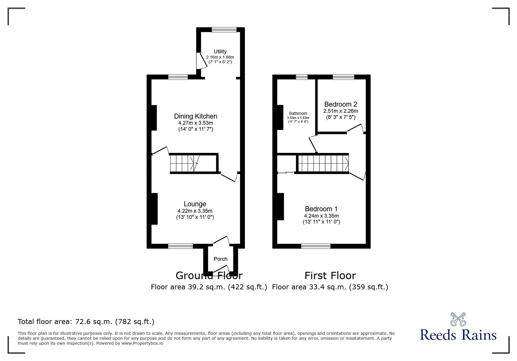 Floorplan of 2 bedroom Mid Terrace House to rent, Garden Street, Castleford, West Yorkshire, WF10