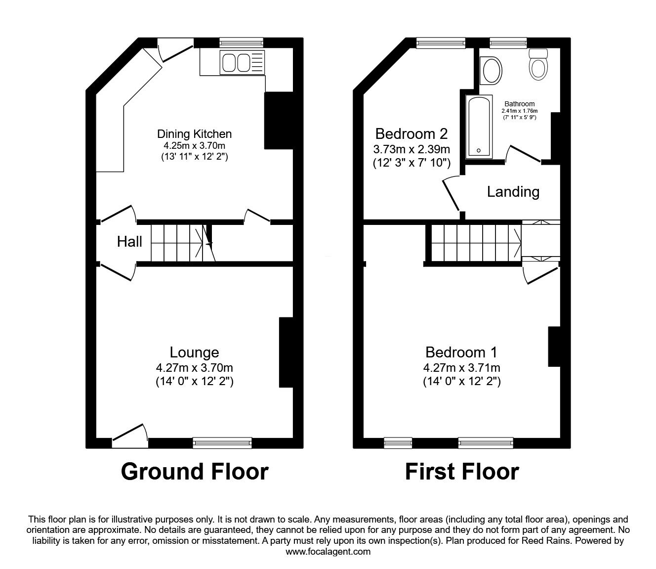 Floorplan of 2 bedroom Mid Terrace House for sale, Leeds Road, Cutsyke, West Yorkshire, WF10