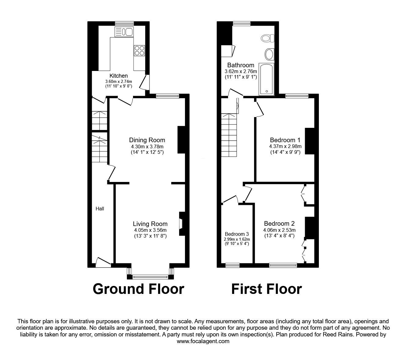 Floorplan of 3 bedroom Mid Terrace House for sale, Pontefract Road, Castleford, West Yorkshire, WF10