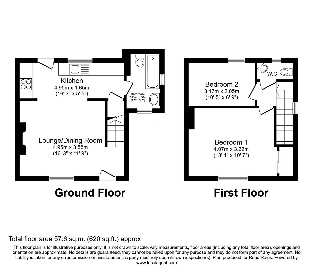 Floorplan of 2 bedroom End Terrace House for sale, Chapel Yard, Fairburn, North Yorkshire, WF11