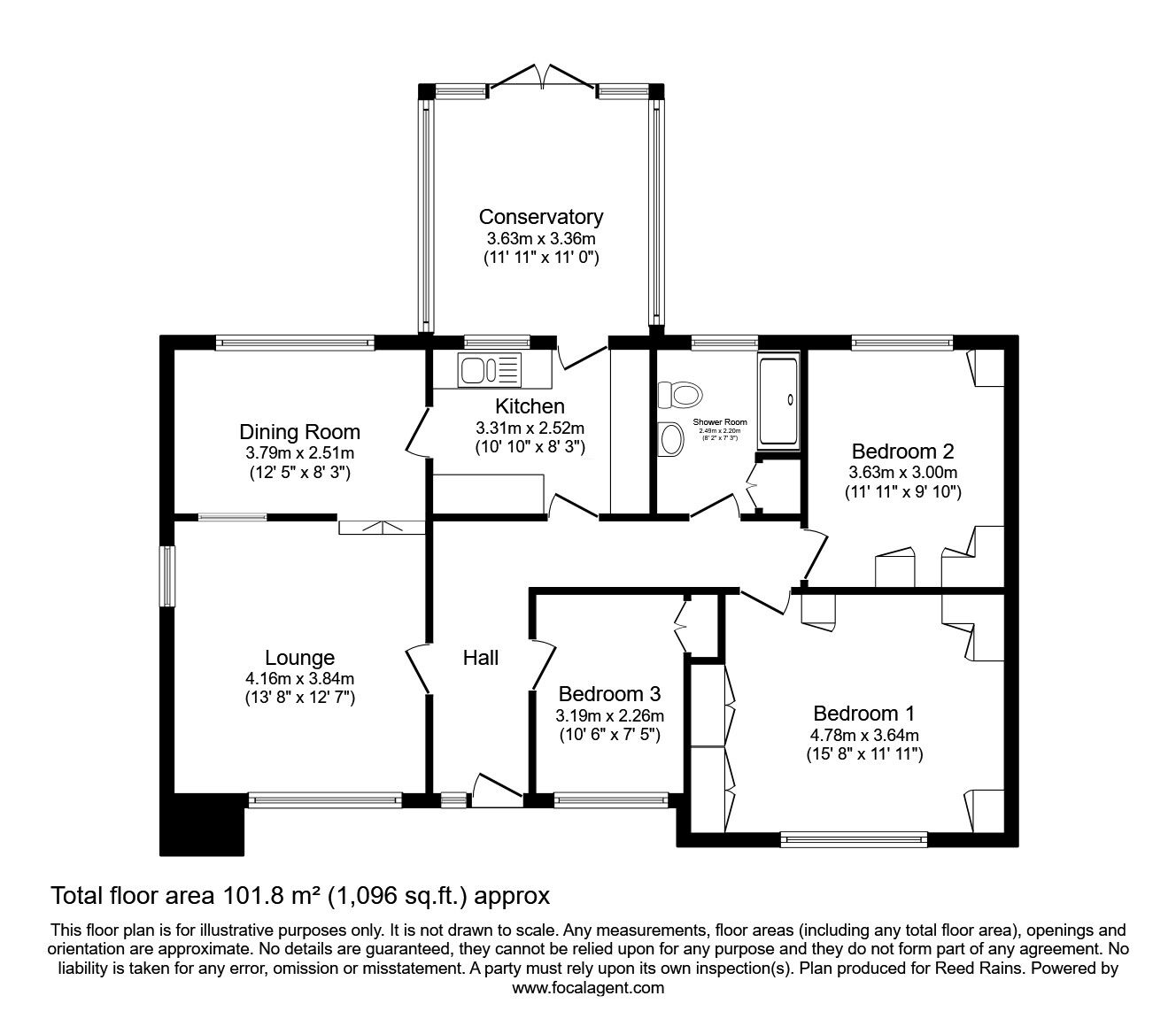 Floorplan of 3 bedroom Detached Bungalow for sale, Leyland Road, Castleford, West Yorkshire, WF10