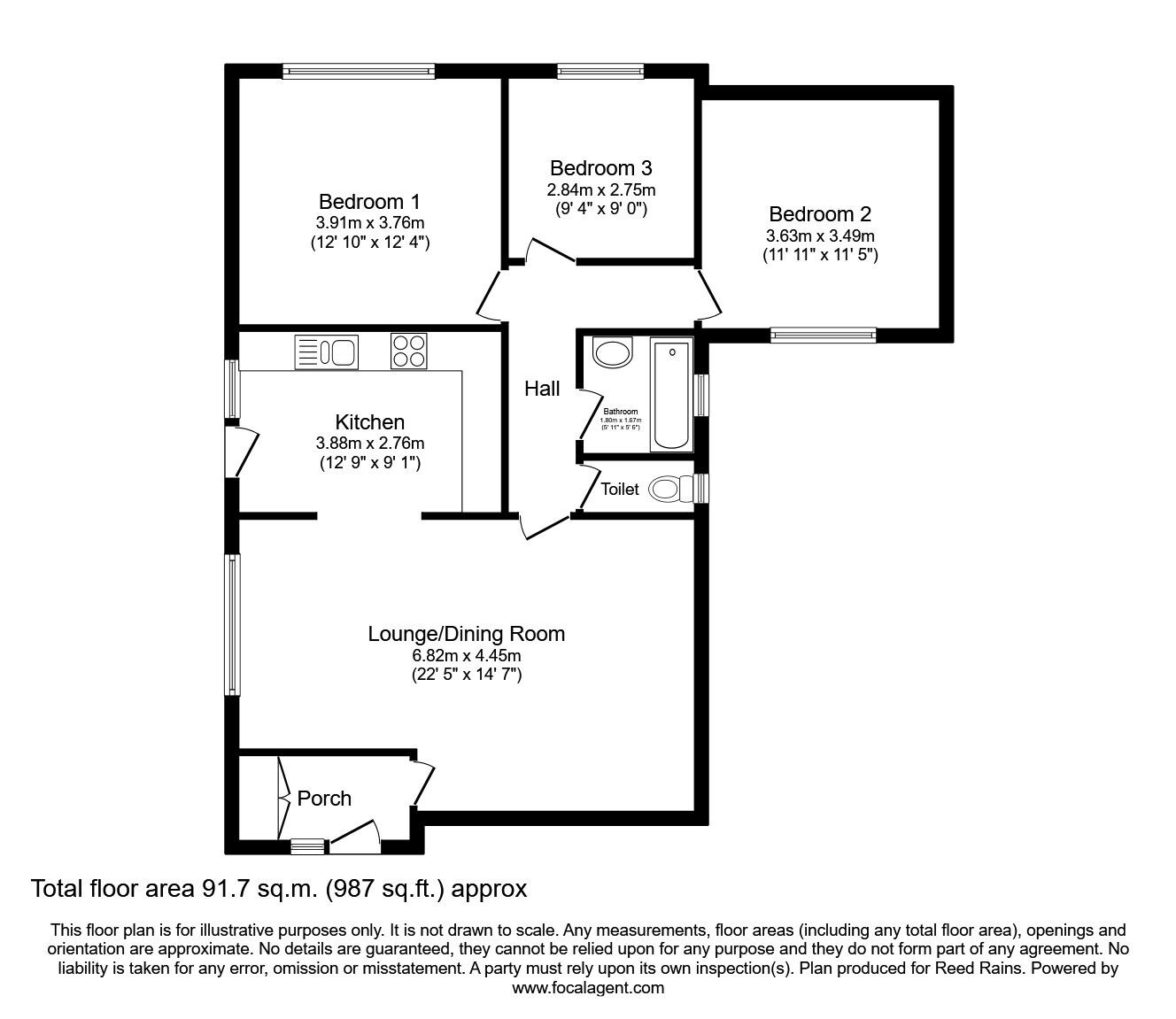 Floorplan of 3 bedroom Detached Bungalow for sale, The Paddock, Castleford, West Yorkshire, WF10