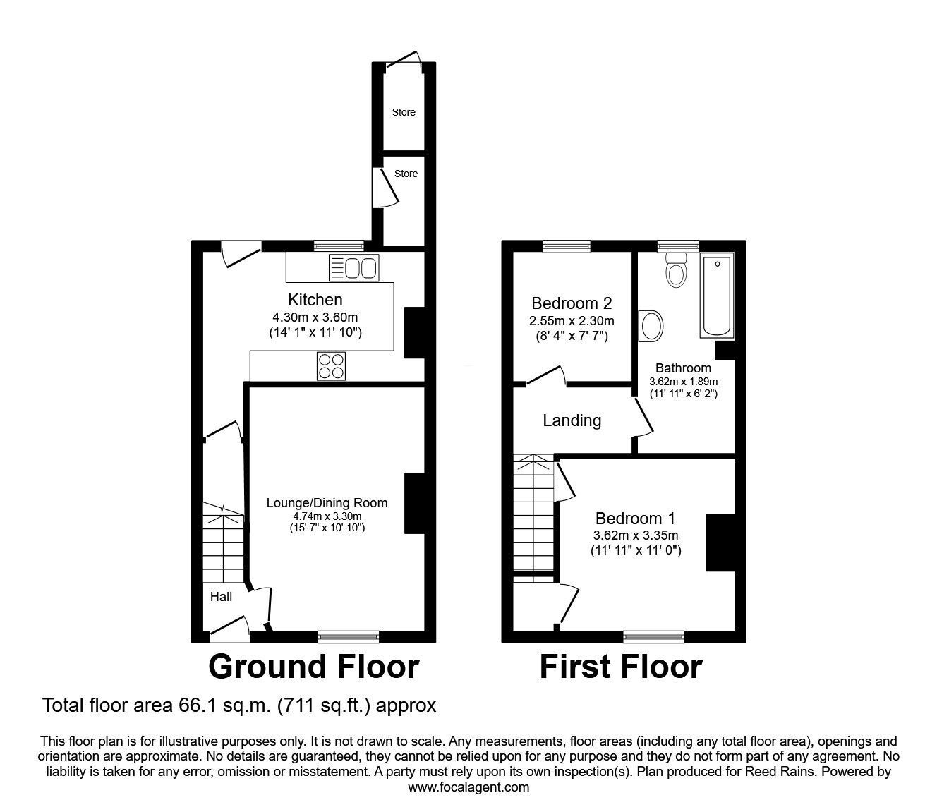 Floorplan of 2 bedroom Mid Terrace House for sale, Westfield Avenue, Castleford, West Yorkshire, WF10