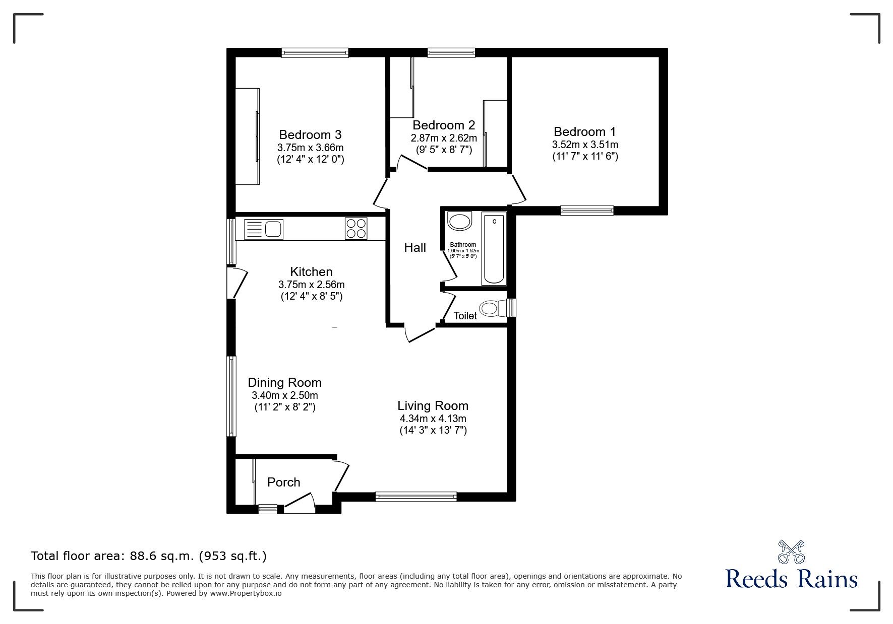 Floorplan of 3 bedroom Detached Bungalow to rent, The Paddock, Castleford, West Yorkshire, WF10