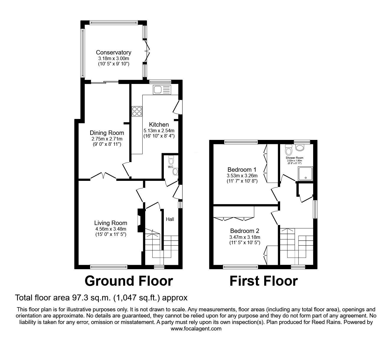 Floorplan of 2 bedroom Semi Detached House for sale, Smithson Avenue, Castleford, West Yorkshire, WF10