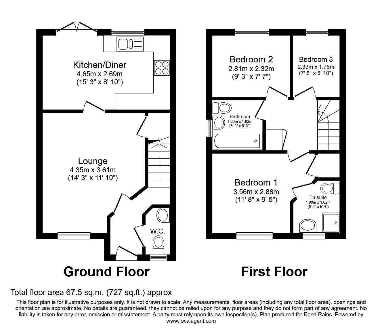 Floorplan of 3 bedroom Semi Detached House to rent, Elm Way, Castleford, West Yorkshire, WF10