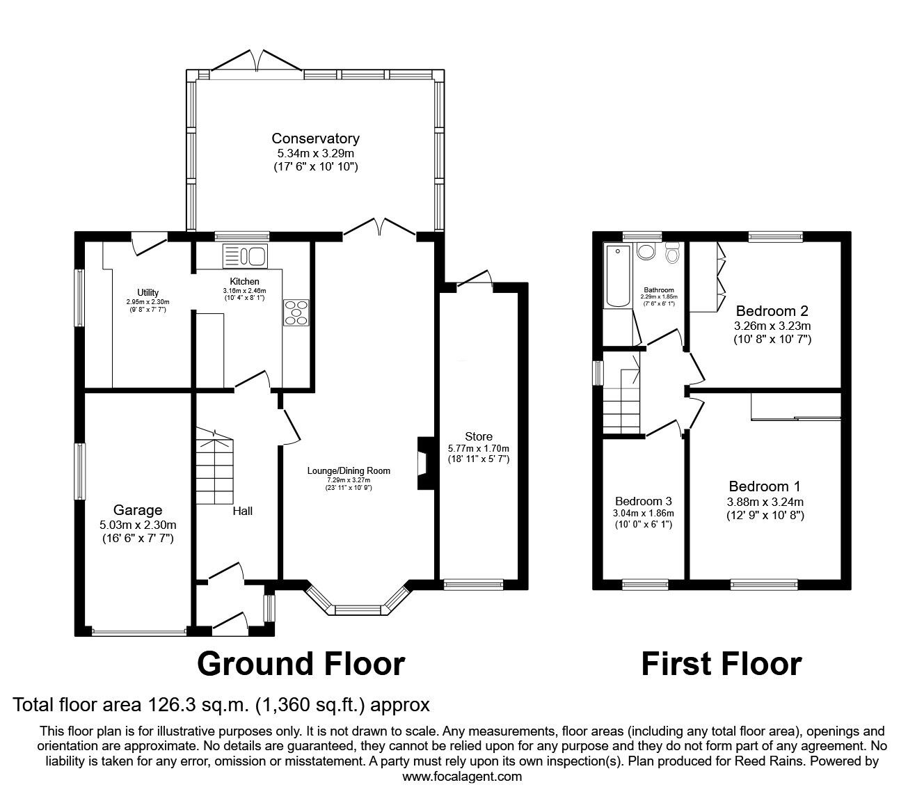 Floorplan of 3 bedroom Detached House for sale, Hillcrest Close, Castleford, West Yorkshire, WF10