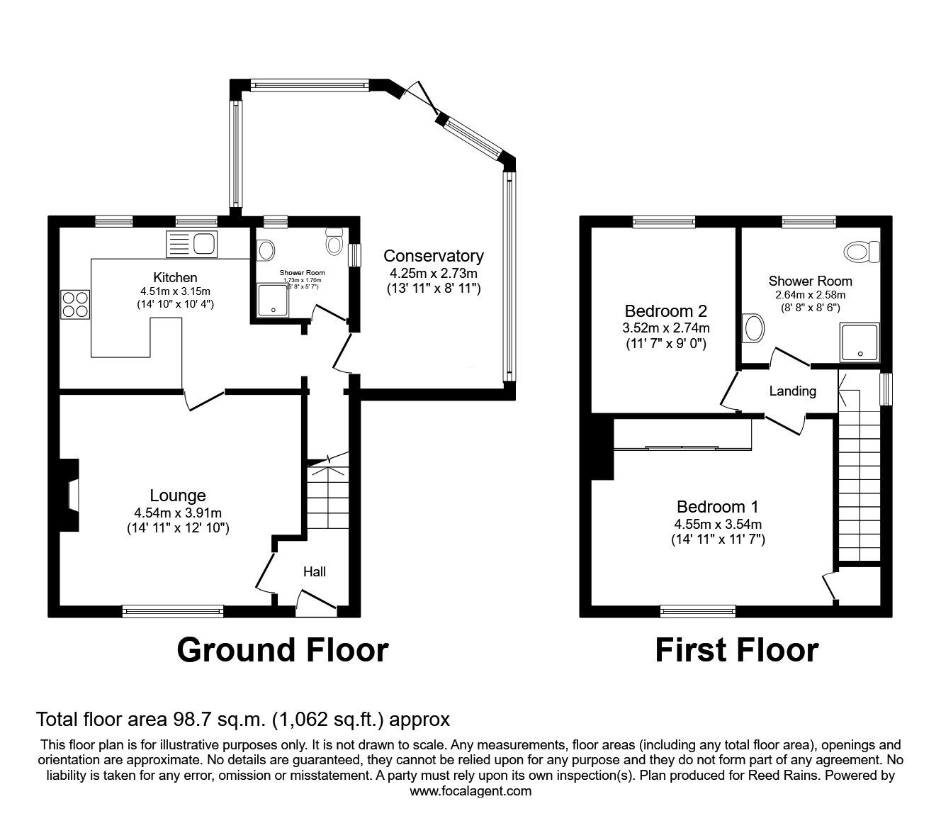 Floorplan of 2 bedroom Semi Detached House for sale, Toll Bar Road, Castleford, West Yorkshire, WF10