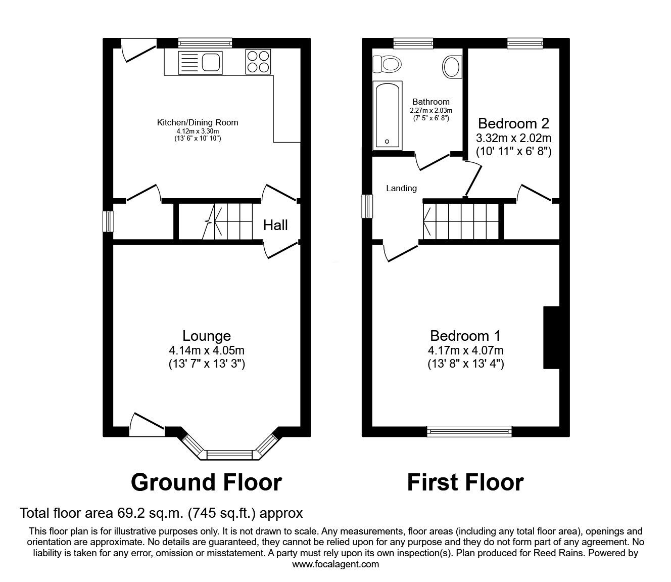 Floorplan of 2 bedroom Semi Detached House for sale, Aketon Road, Castleford, West Yorkshire, WF10