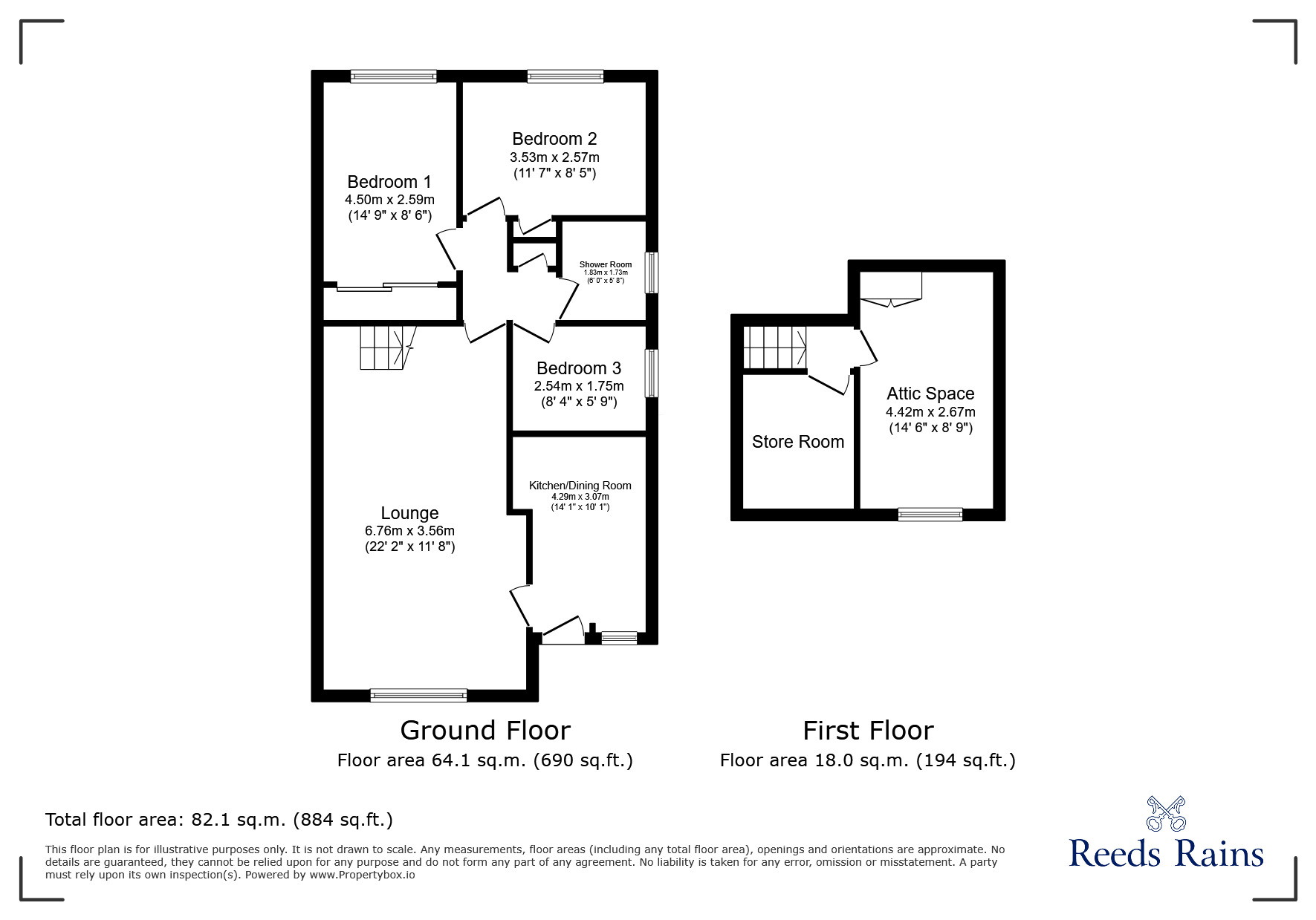 Floorplan of 3 bedroom Semi Detached Bungalow for sale, Acacia Close, Castleford, West Yorkshire, WF10
