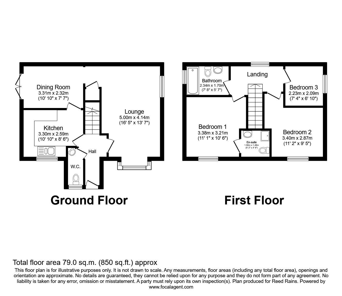 Floorplan of 3 bedroom Detached House to rent, Kingsley Drive, Castleford, West Yorkshire, WF10