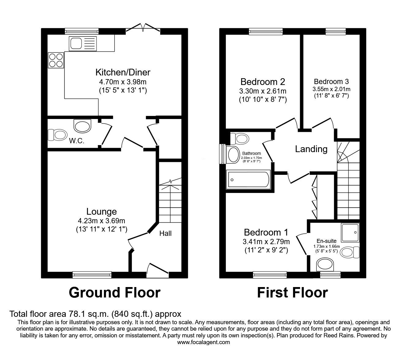 Floorplan of 3 bedroom Semi Detached House for sale, Craig Hopson Avenue, Castleford, West Yorkshire, WF10