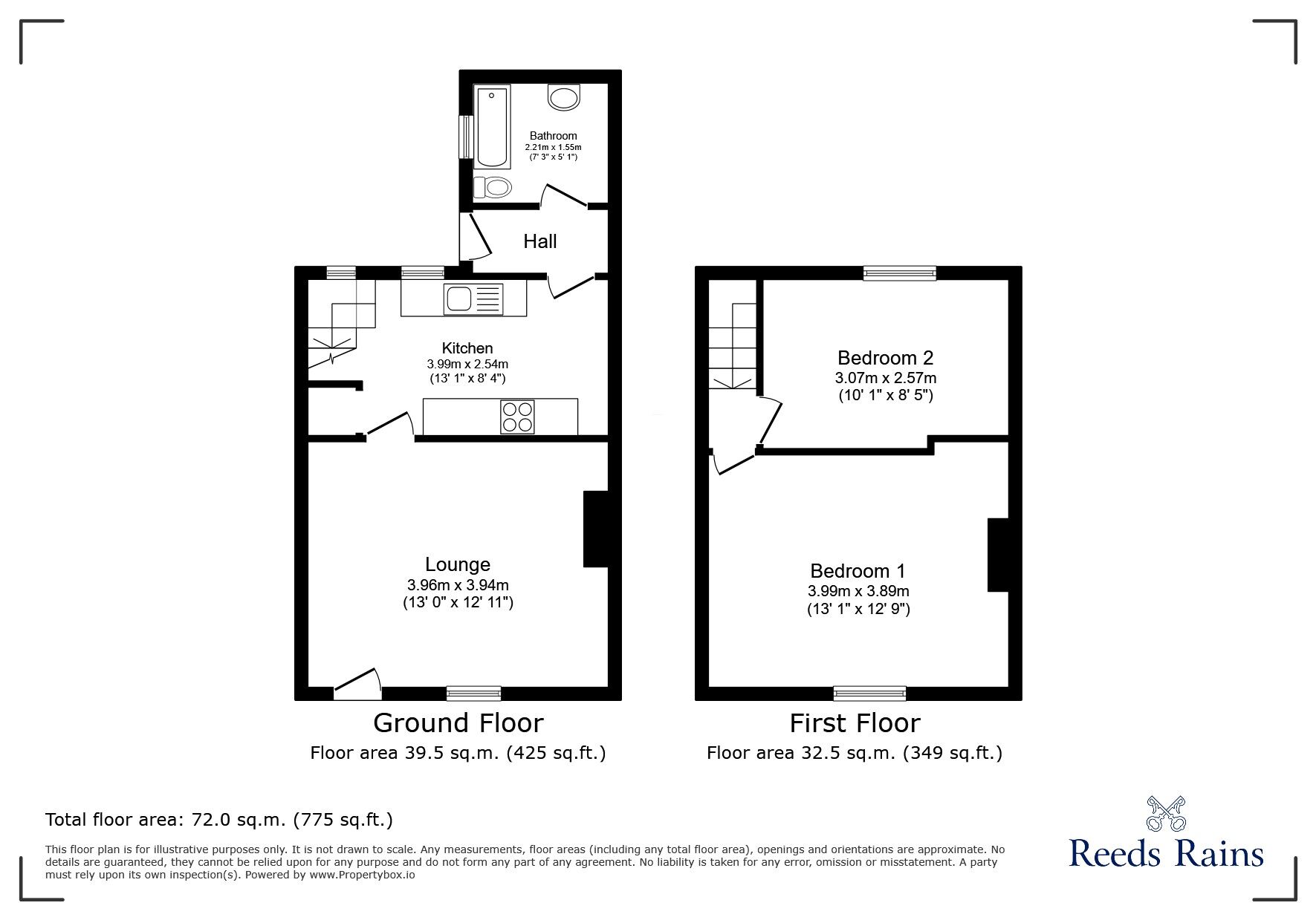 Floorplan of 2 bedroom Mid Terrace House for sale, Smawthorne Grove, Castleford, West Yorkshire, WF10