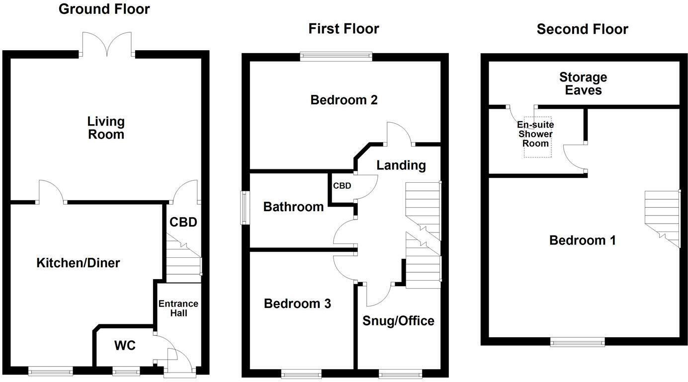 Floorplan of 3 bedroom Semi Detached House for sale, Epsom Close, Castleford, West Yorkshire, WF10