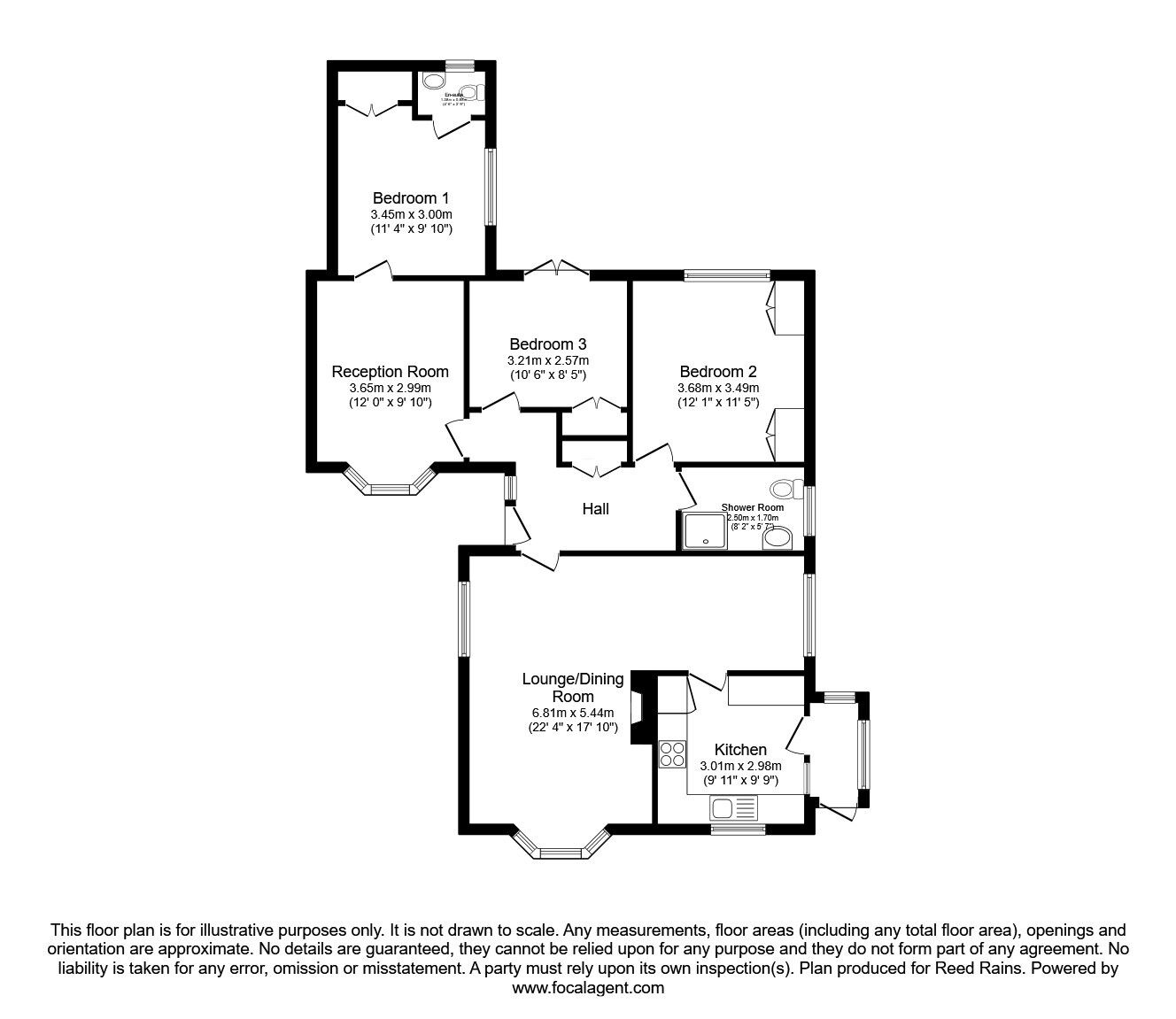 Floorplan of 3 bedroom Detached Bungalow for sale, Lunnsfield Lane, Fairburn, North Yorkshire, WF11