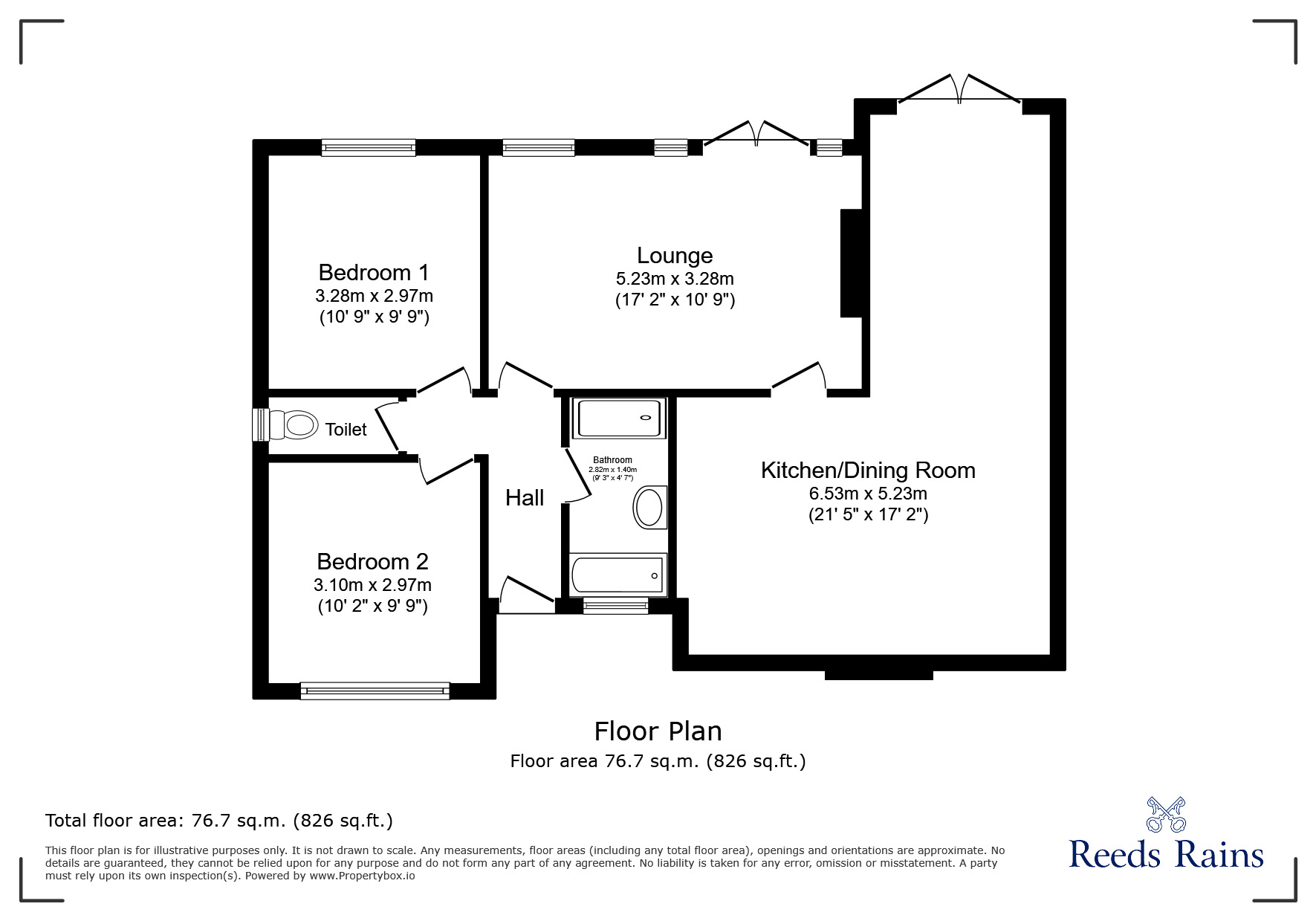 Floorplan of 2 bedroom Detached Bungalow for sale, Broomhill, Castleford, West Yorkshire, WF10