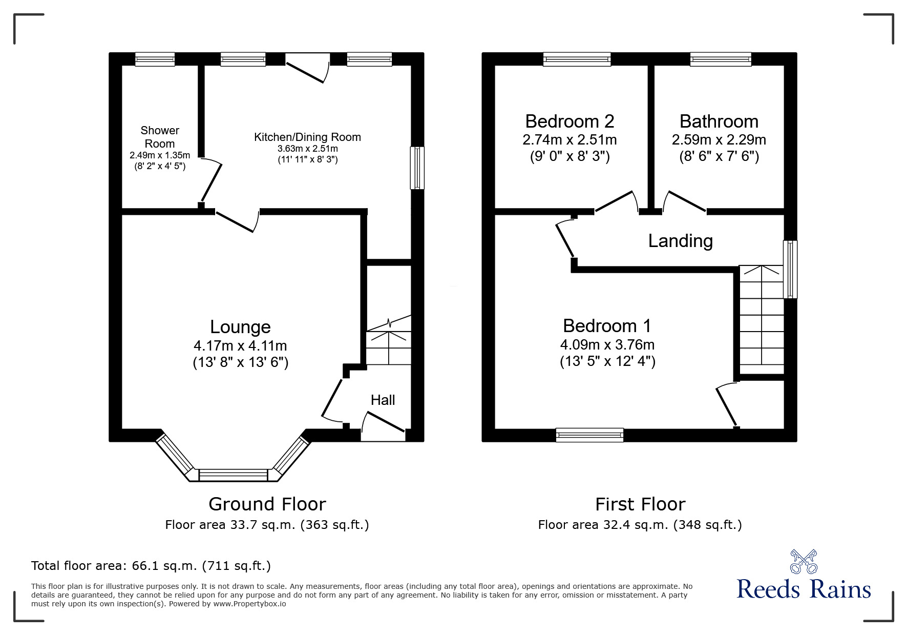 Floorplan of 2 bedroom Semi Detached House for sale, Spittal Hardwick Lane, Castleford, West Yorkshire, WF10