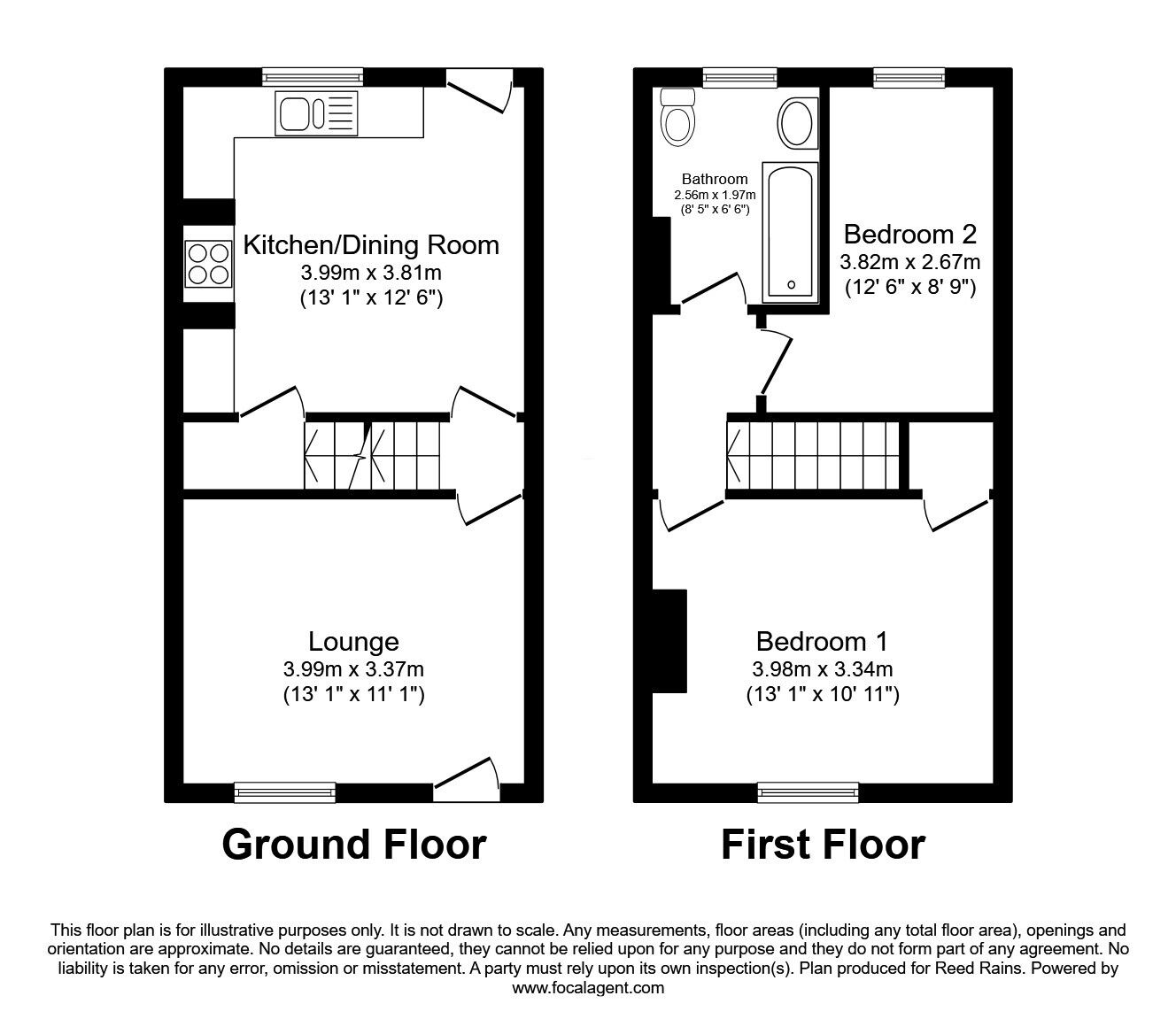 Floorplan of 2 bedroom Mid Terrace House for sale, Smawthorne Avenue, Castleford, West Yorkshire, WF10