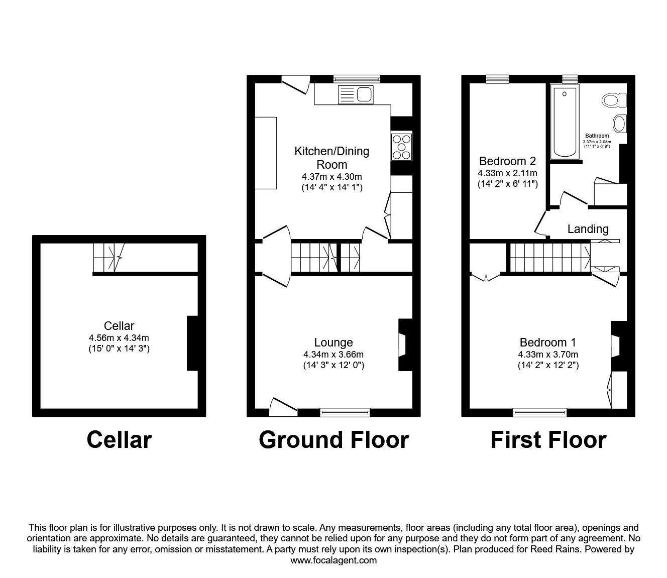Floorplan of 2 bedroom Mid Terrace House for sale, Ashton Road, Castleford, West Yorkshire, WF10
