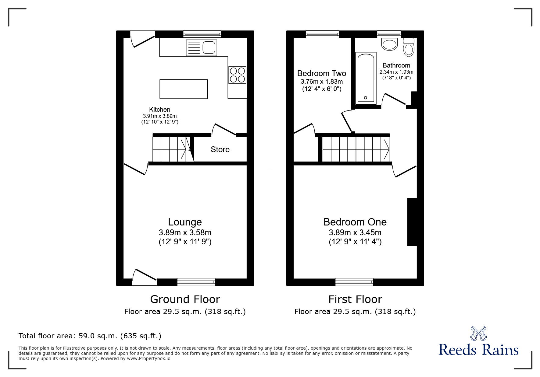 Floorplan of 2 bedroom Mid Terrace House for sale, King Street, Castleford, West Yorkshire, WF10