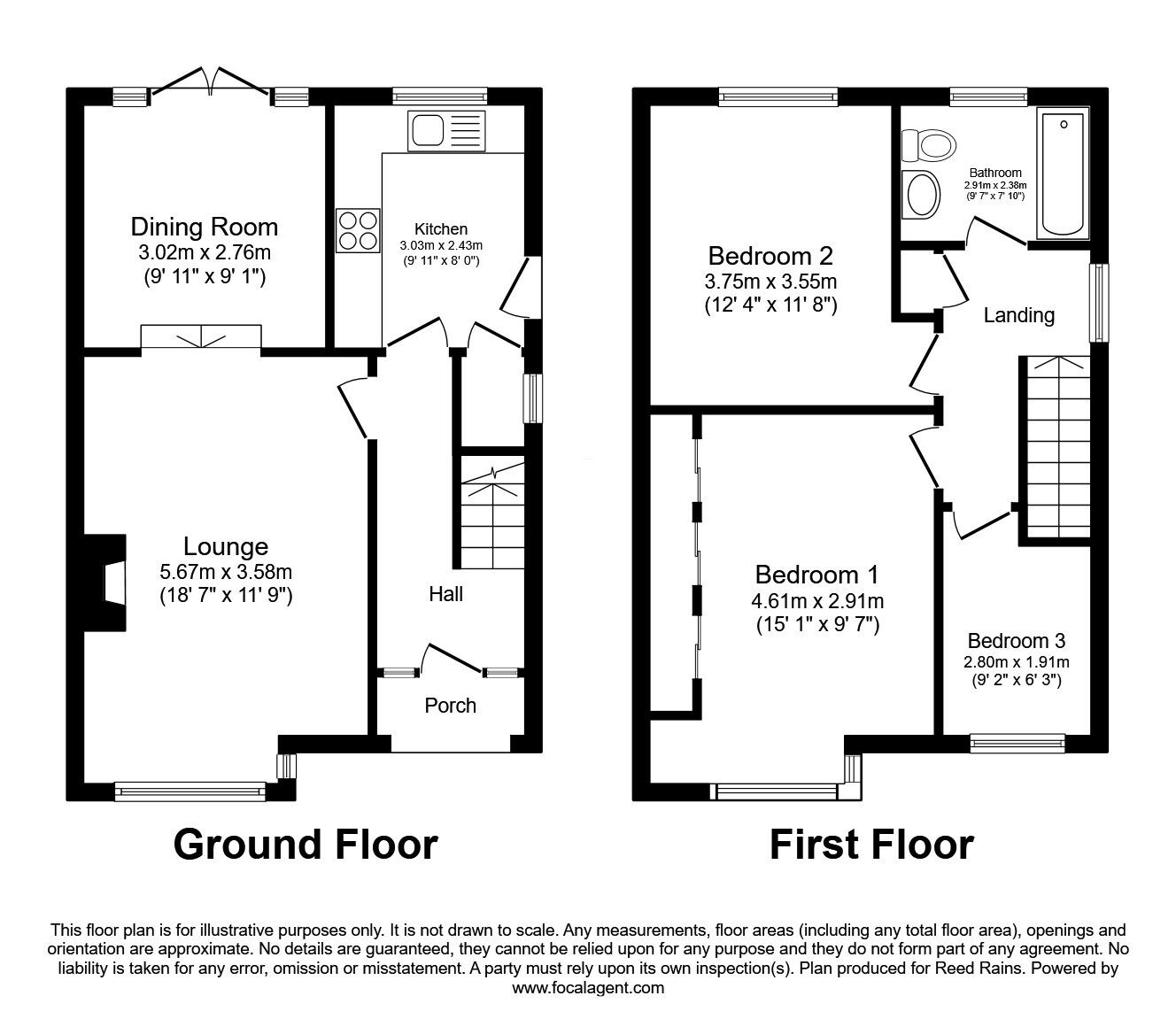 Floorplan of 3 bedroom Semi Detached House for sale, Park View, Castleford, West Yorkshire, WF10
