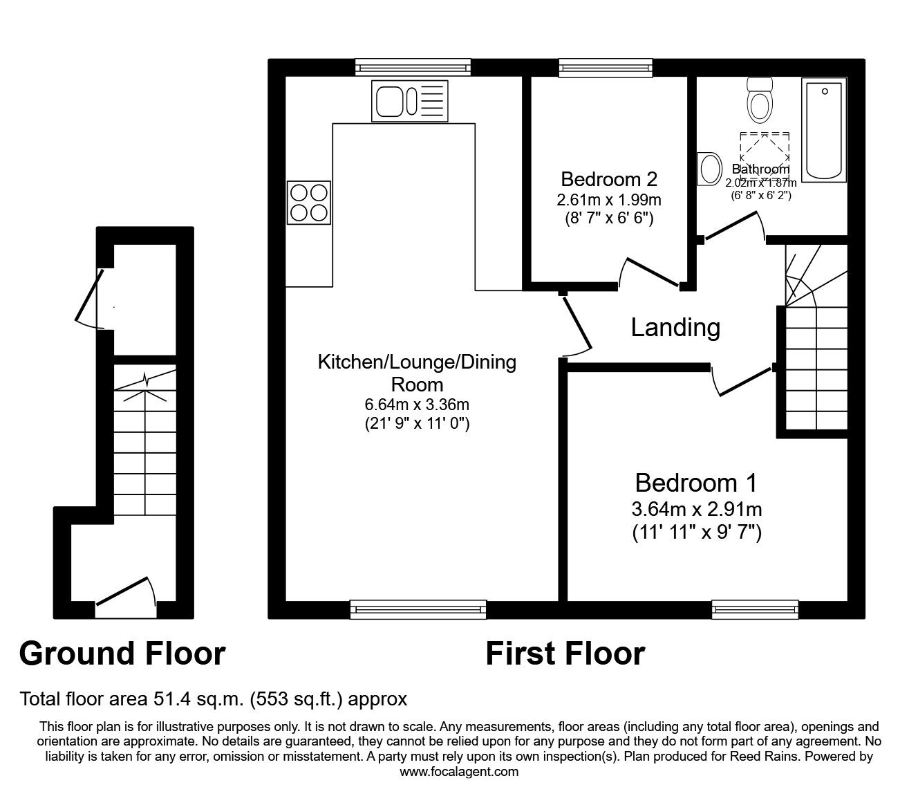 Floorplan of 2 bedroom  House to rent, Riverside Way, Castleford, West Yorkshire, WF10