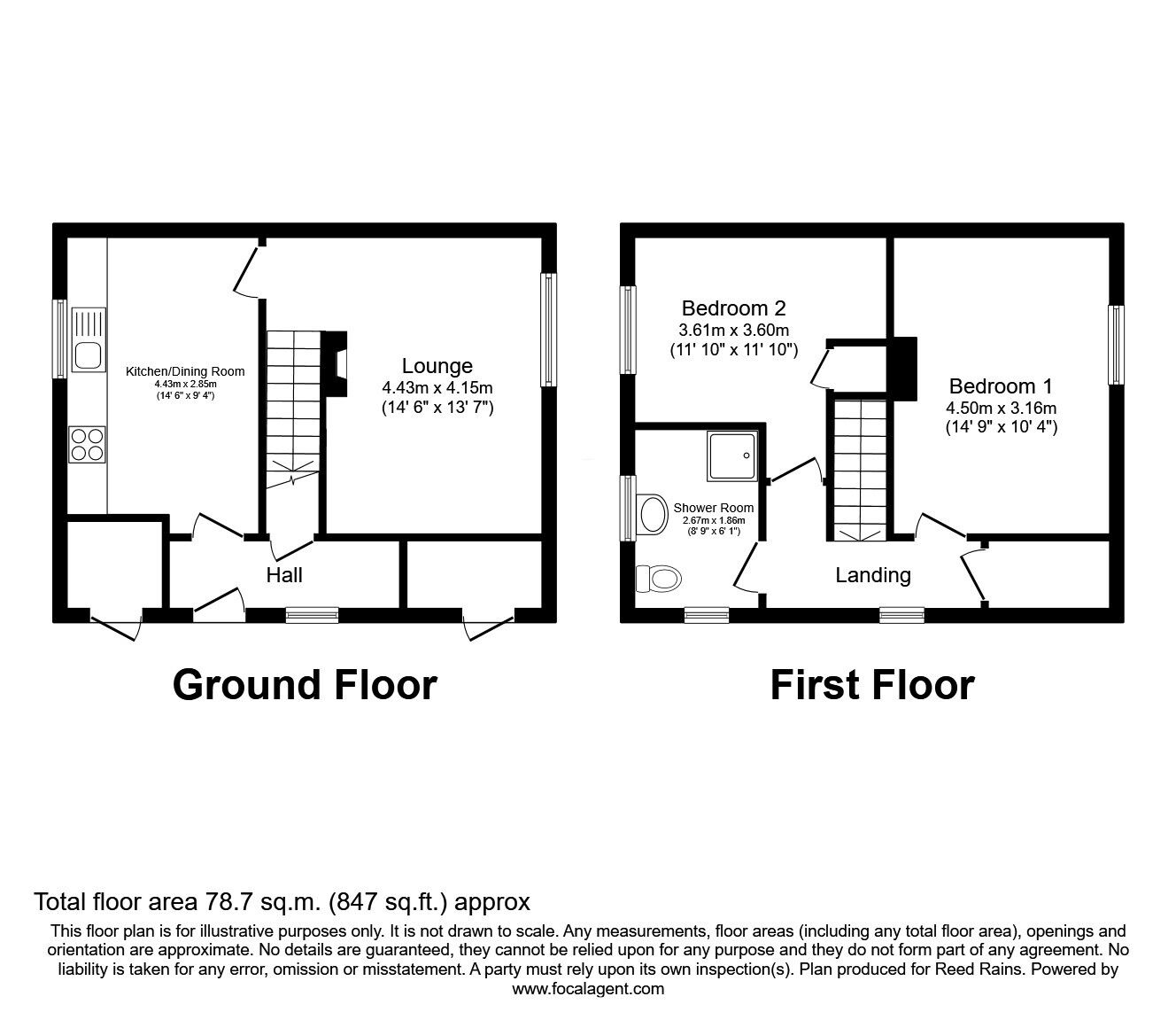 Floorplan of 2 bedroom Semi Detached House for sale, Humber Close, Airedale, Castleford, West Yorkshire, WF10