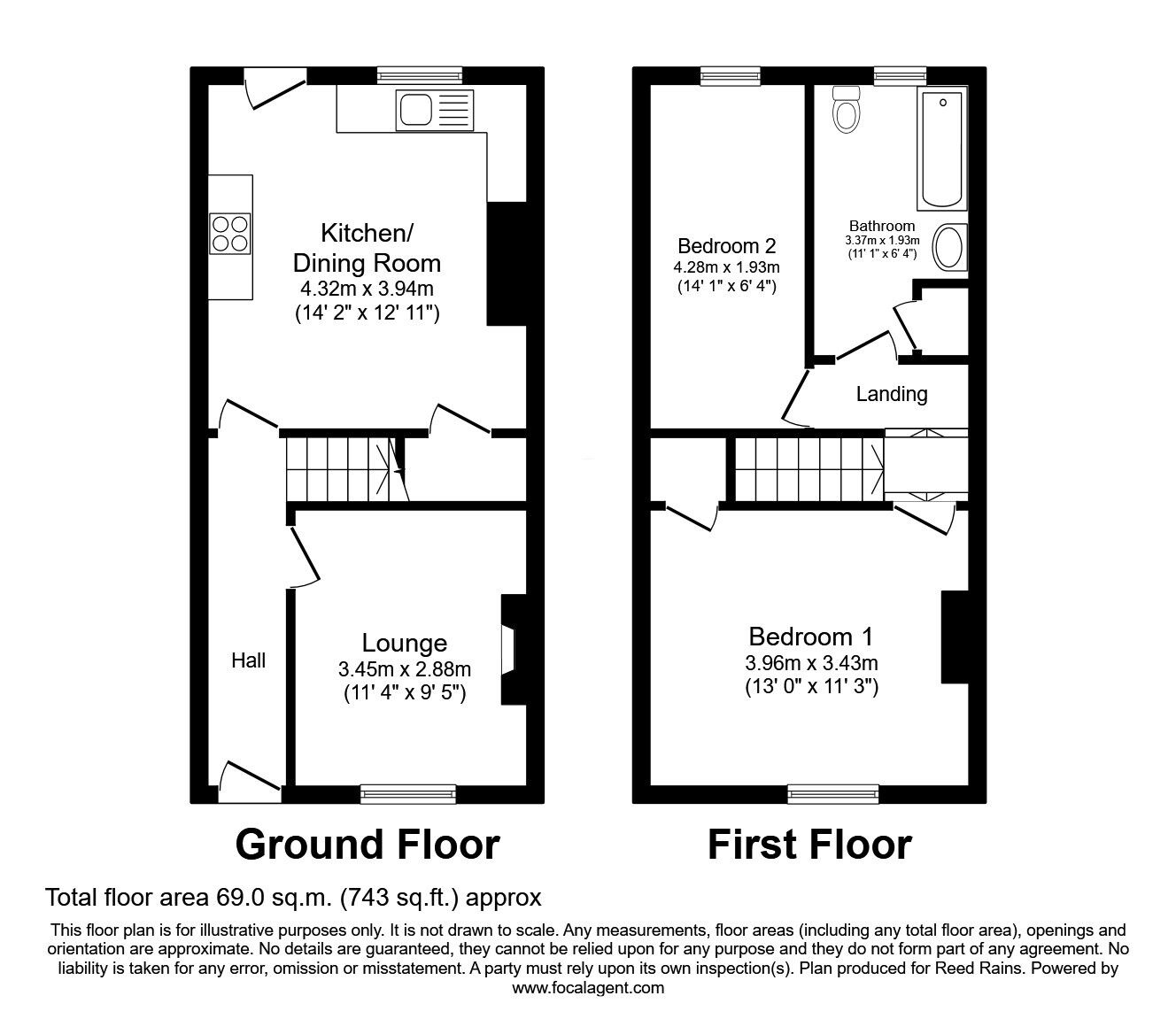 Floorplan of 2 bedroom Mid Terrace House for sale, Glebe Street, Castleford, West Yorkshire, WF10