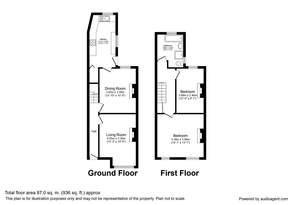 Floorplan of 2 bedroom Mid Terrace House for sale, Smawthorne Lane, Castleford, West Yorkshire, WF10