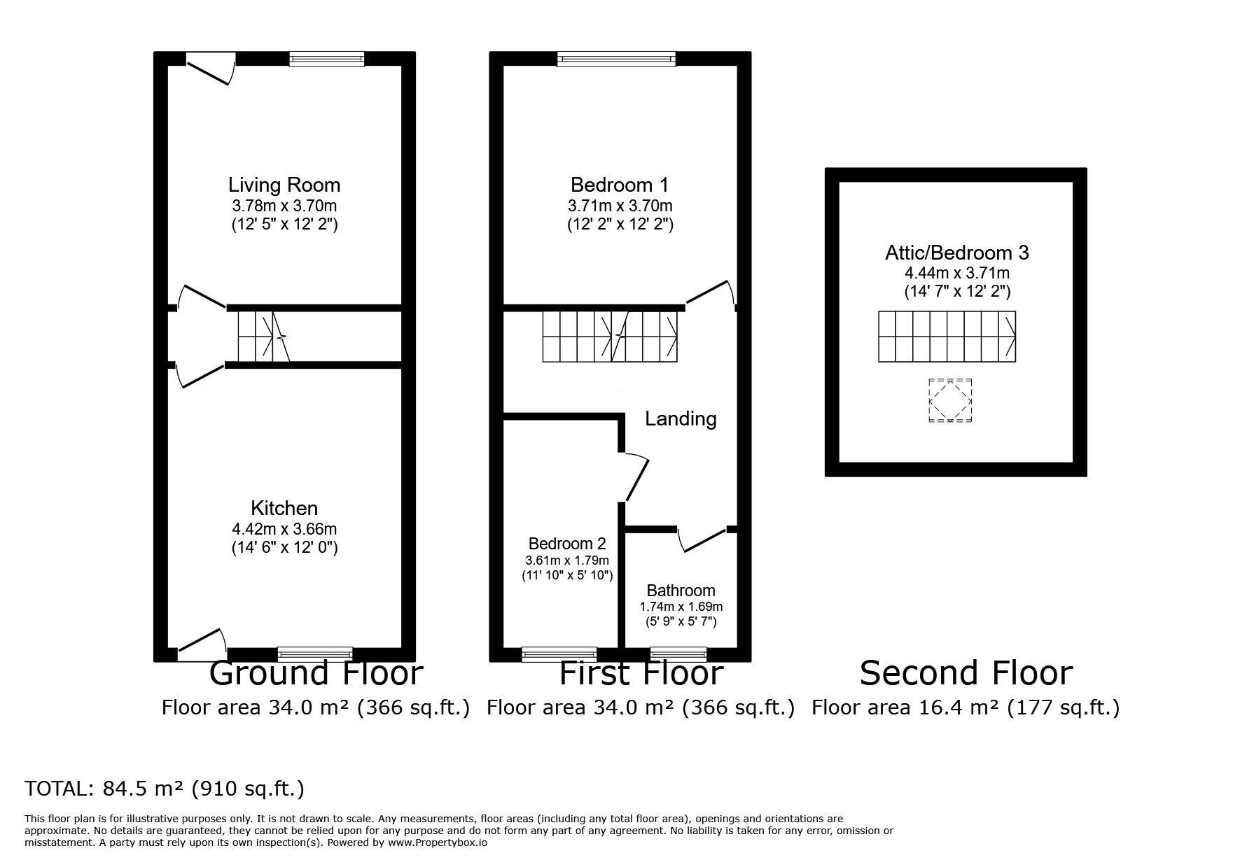 Floorplan of 3 bedroom Mid Terrace House to rent, St. Marys Place, Castleford, West Yorkshire, WF10