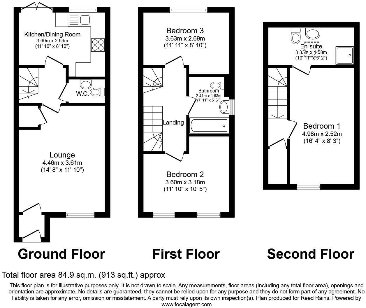 Floorplan of 3 bedroom Semi Detached House for sale, Pine Wood Court, Castleford, West Yorkshire, WF10
