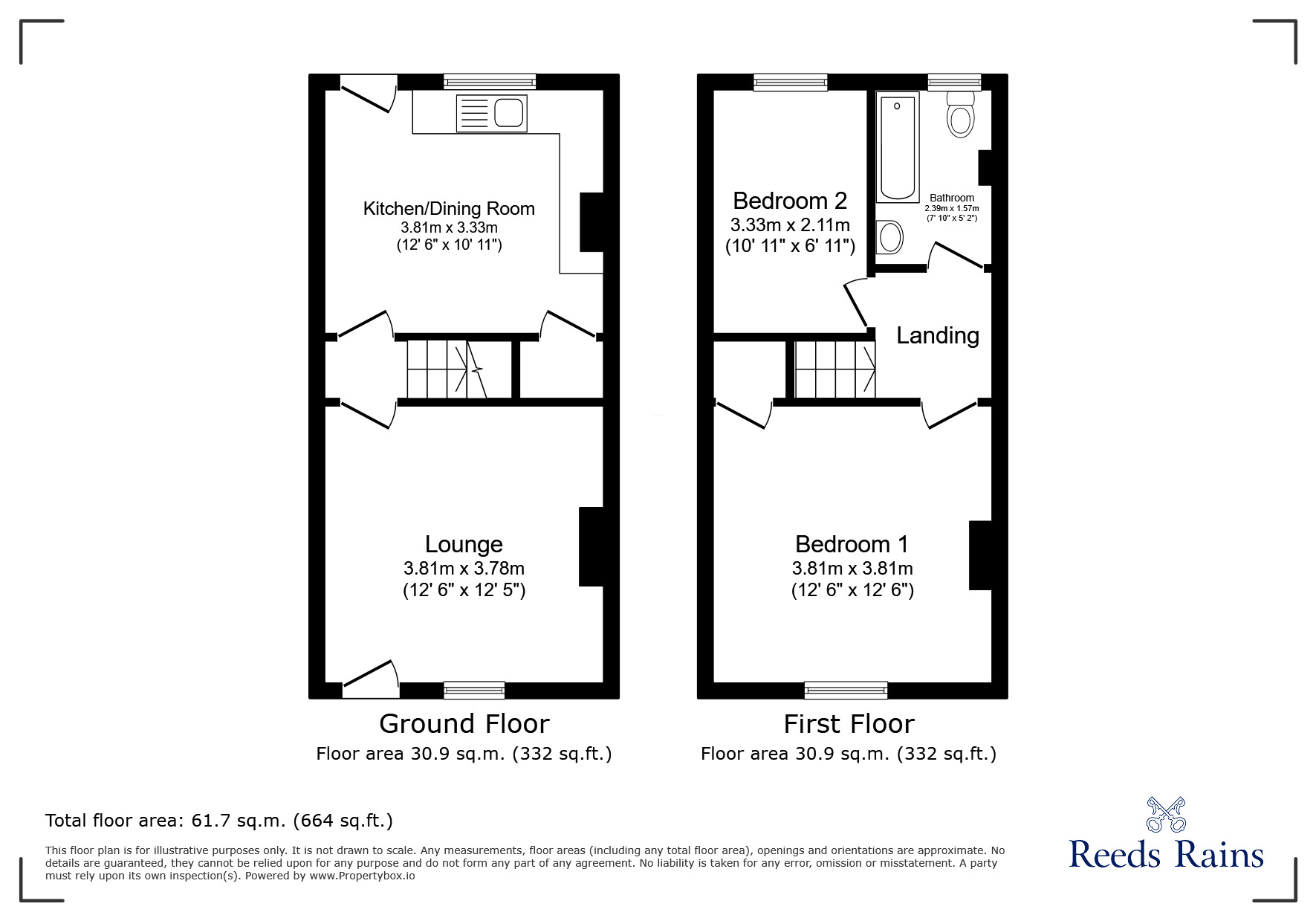 Floorplan of 2 bedroom End Terrace House for sale, Greek Street, Castleford, West Yorkshire, WF10