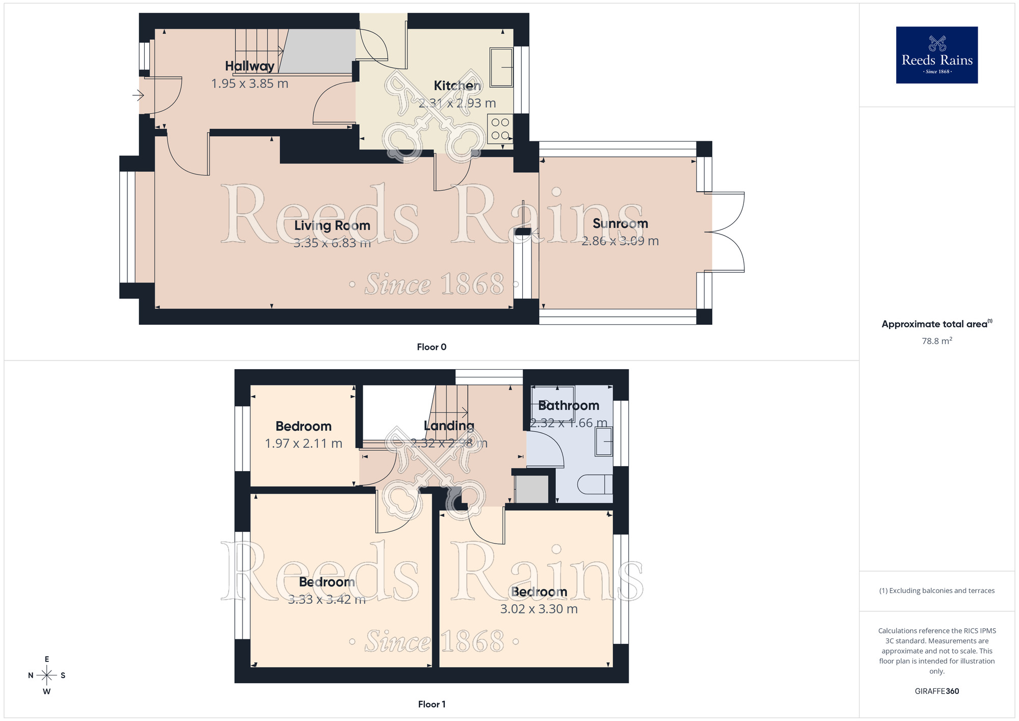 Floorplan of 3 bedroom Semi Detached House for sale, Frensham Drive, Castleford, West Yorkshire, WF10