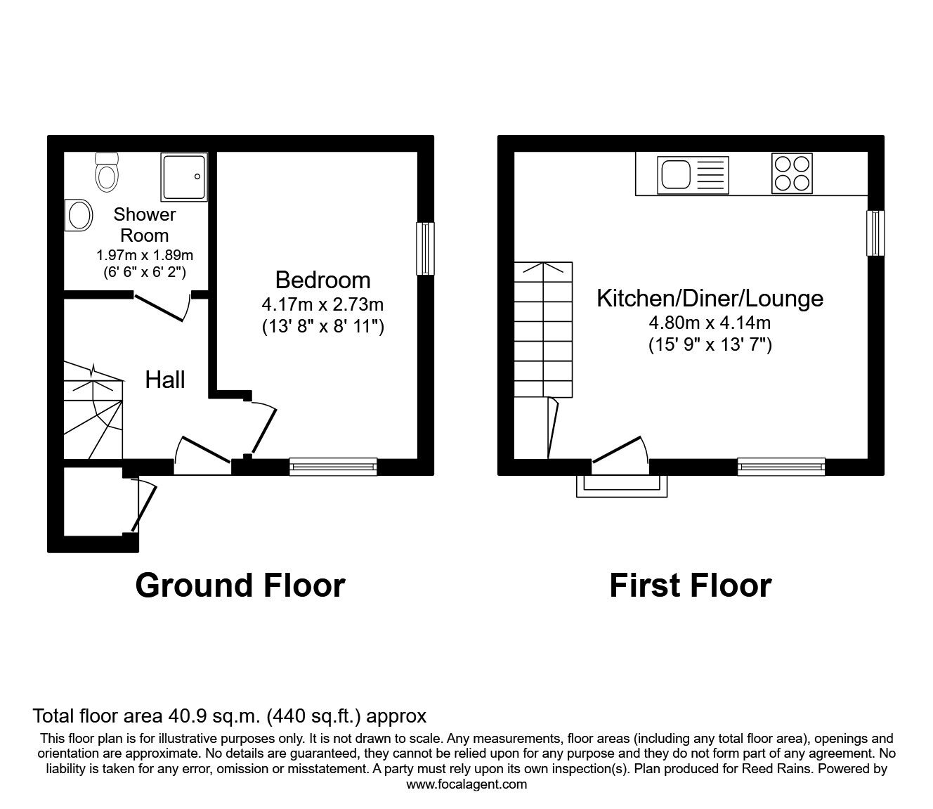 Floorplan of 1 bedroom End Terrace House to rent, Barstow Mews, Castleford, West Yorkshire, WF10