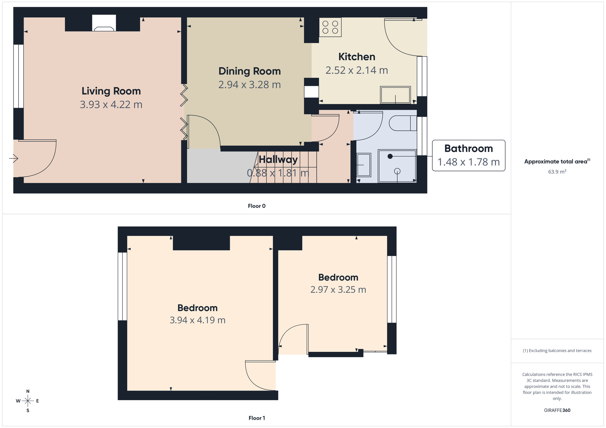 Floorplan of 2 bedroom Mid Terrace House to rent, Smawthorne Grove, Castleford, West Yorkshire, WF10