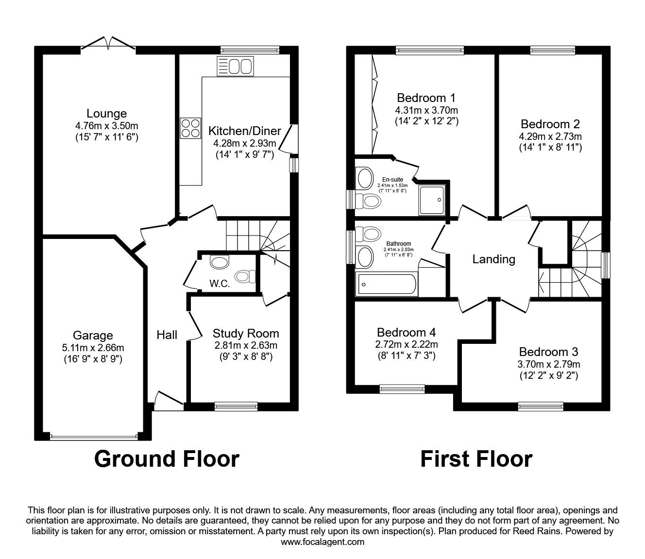 Floorplan of 4 bedroom Detached House for sale, Epsom Close, Castleford, West Yorkshire, WF10