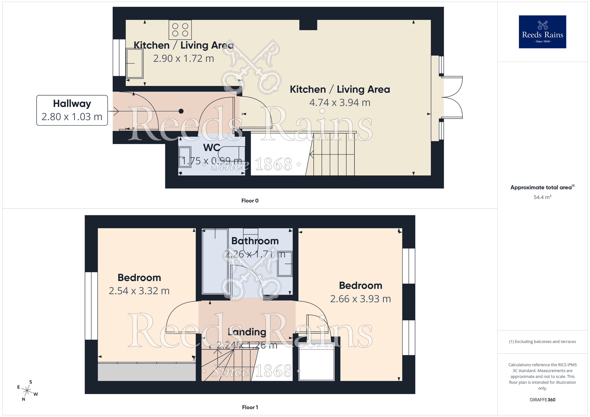 Floorplan of 2 bedroom Mid Terrace House for sale, Riverside View, Castleford, West Yorkshire, WF10