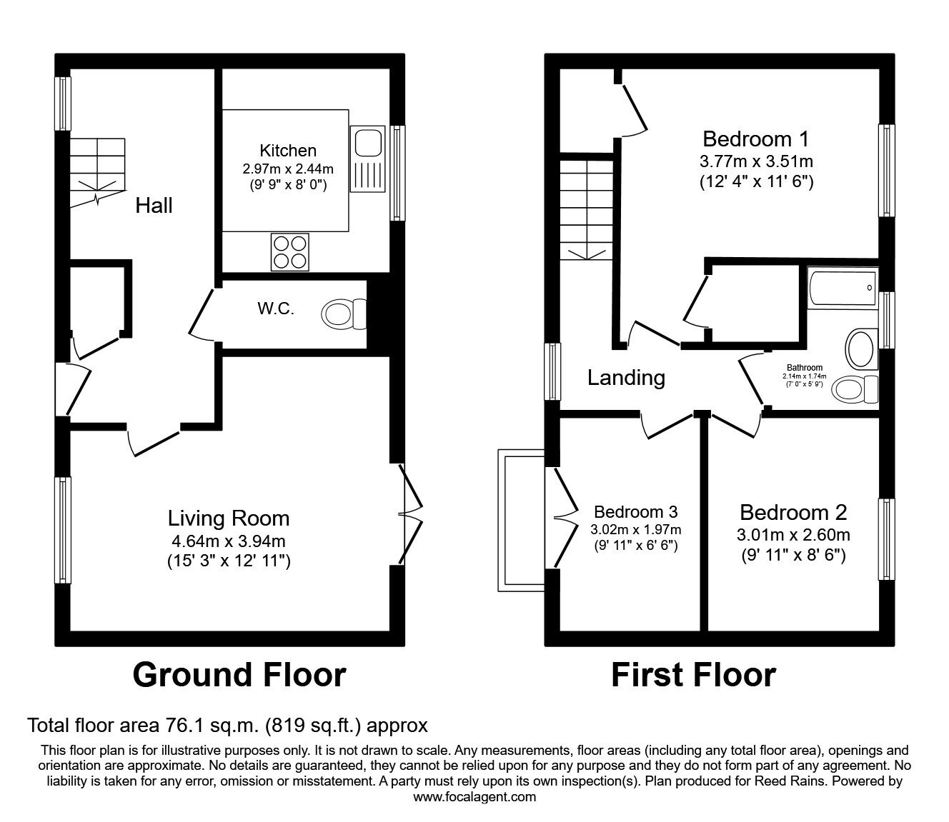 Floorplan of 3 bedroom Mid Terrace House to rent, Goldcrest Road, Allerton Bywater, West Yorkshire, WF10