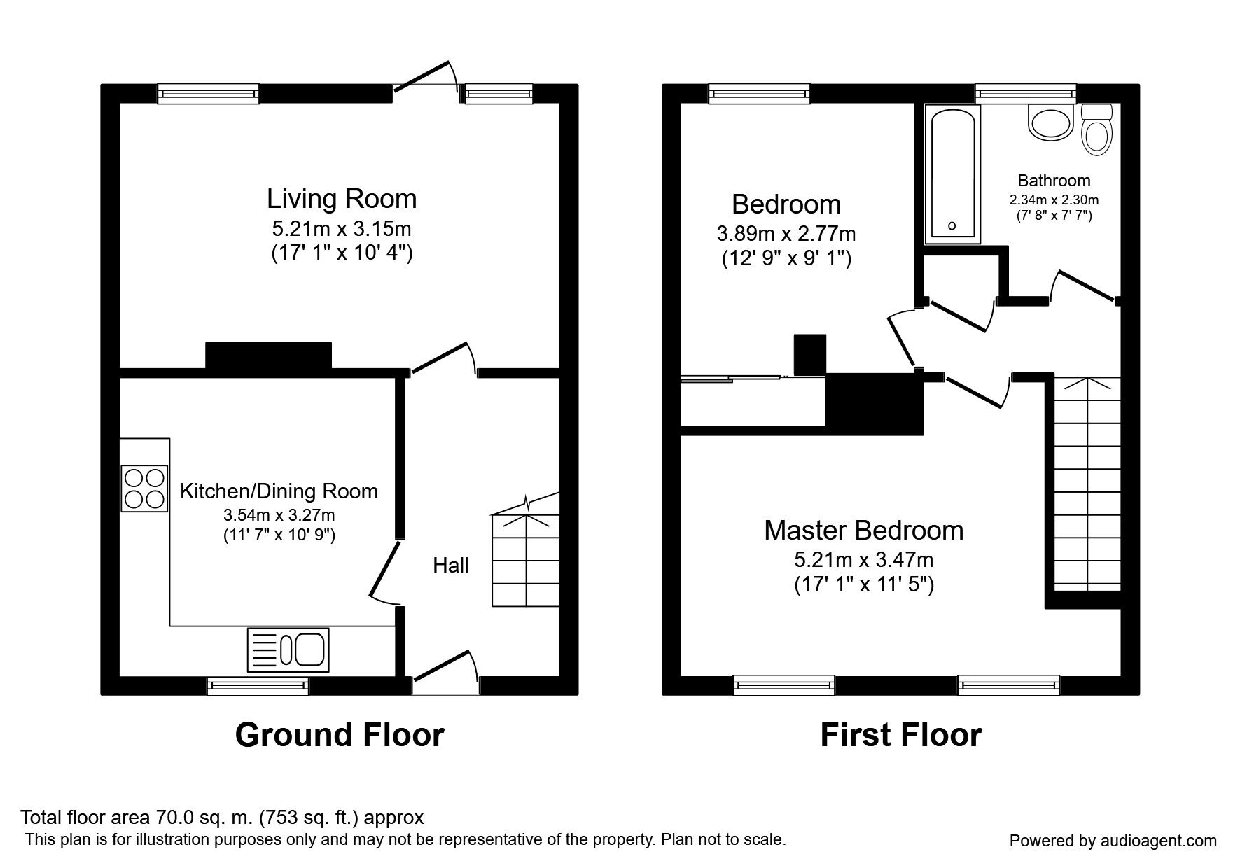 Floorplan of 2 bedroom Semi Detached House to rent, Chequers Close, Pontefract, West Yorkshire, WF8