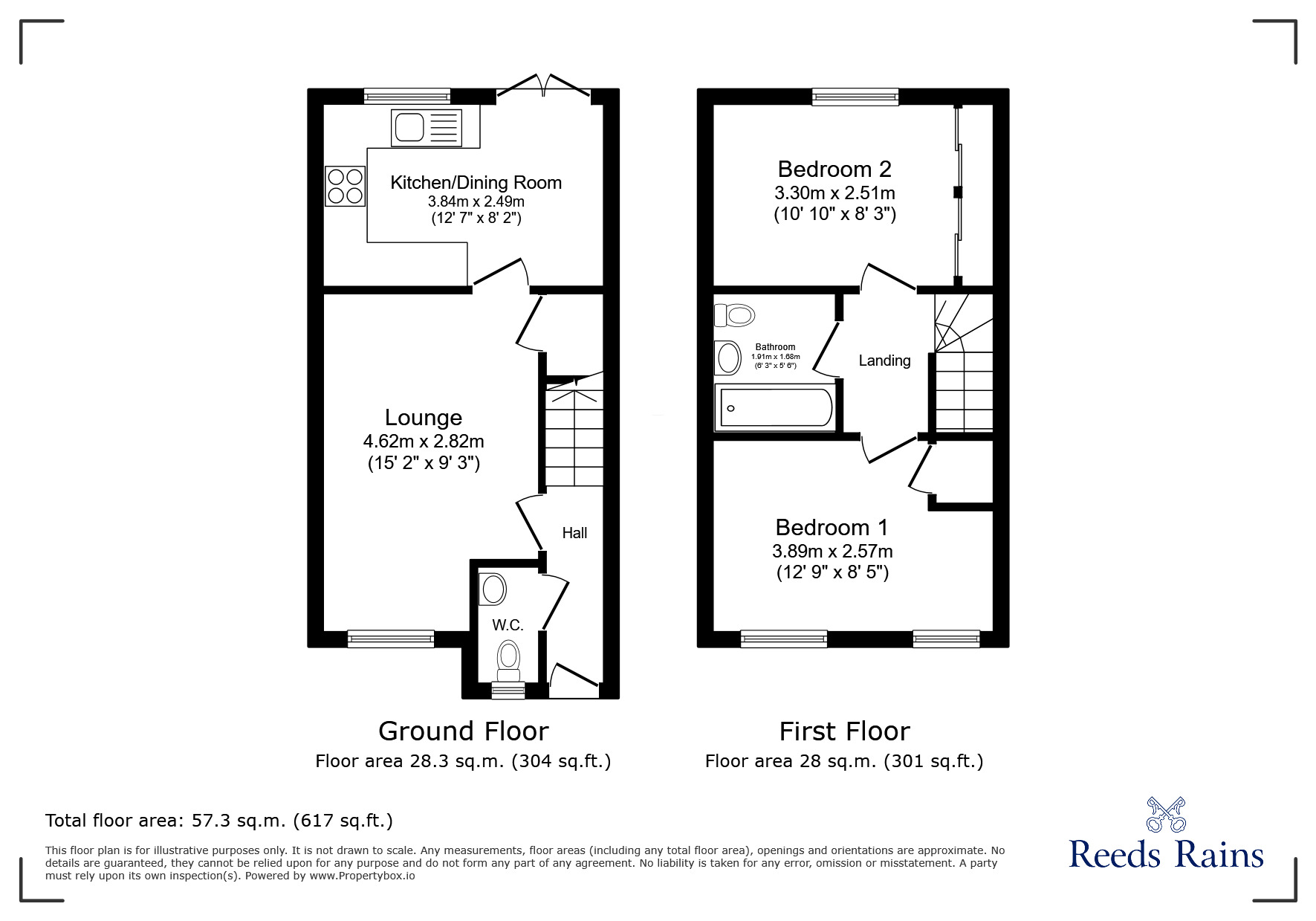 Floorplan of 2 bedroom Mid Terrace House for sale, Sycamore Drive, Castleford, West Yorkshire, WF10