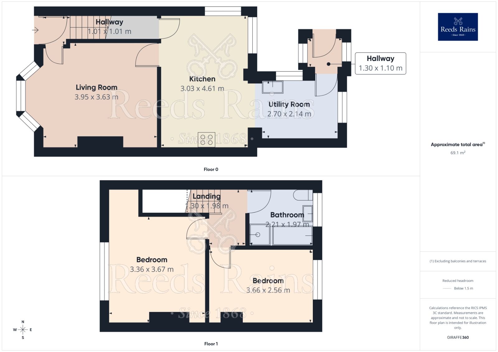 Floorplan of 2 bedroom End Terrace House for sale, Beancroft Road, Castleford, West Yorkshire, WF10