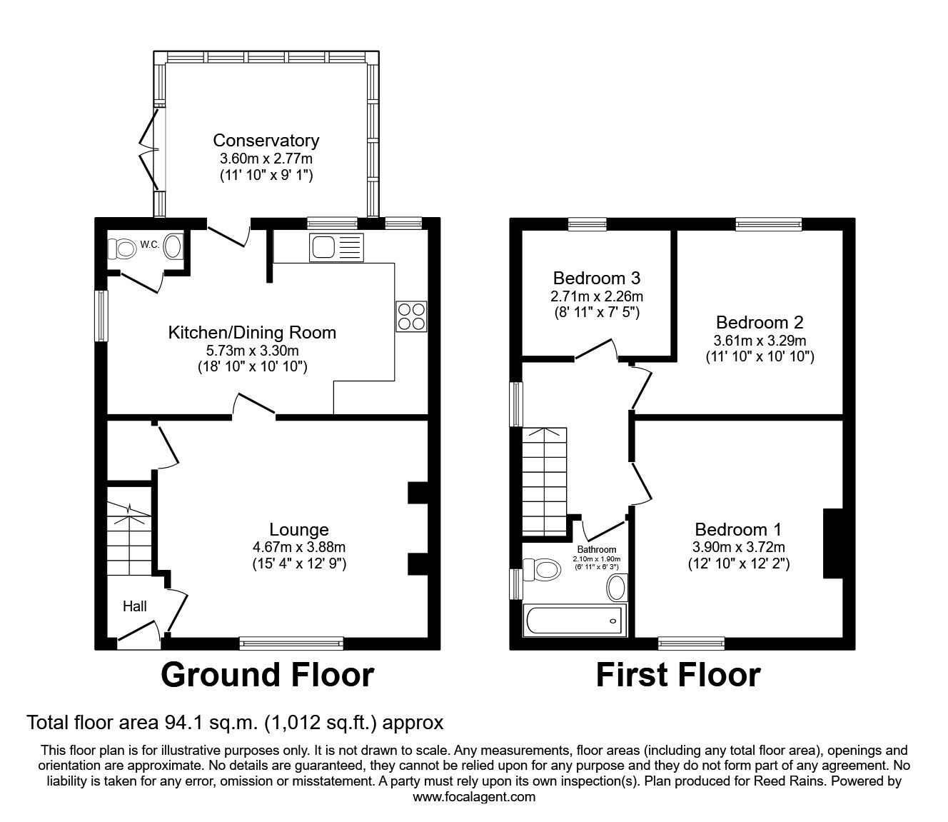 Floorplan of 3 bedroom Semi Detached House for sale, Ashlar Grove, Castleford, West Yorkshire, WF10