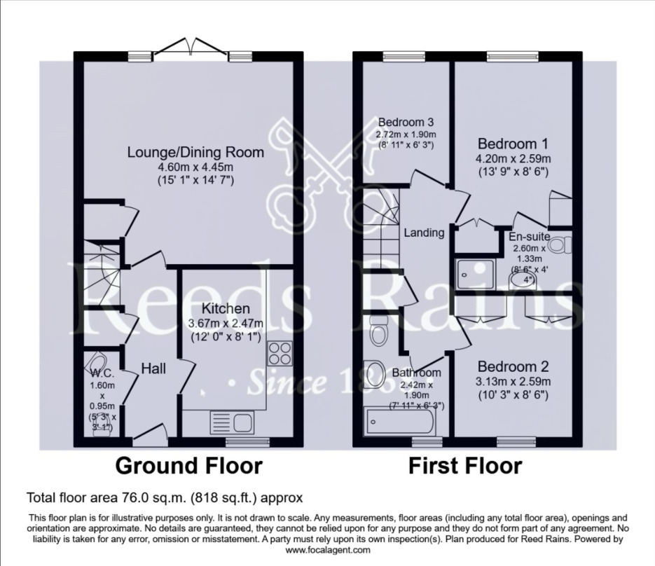 Floorplan of 3 bedroom End Terrace House to rent, William Street, Pontefract, West Yorkshire, WF8