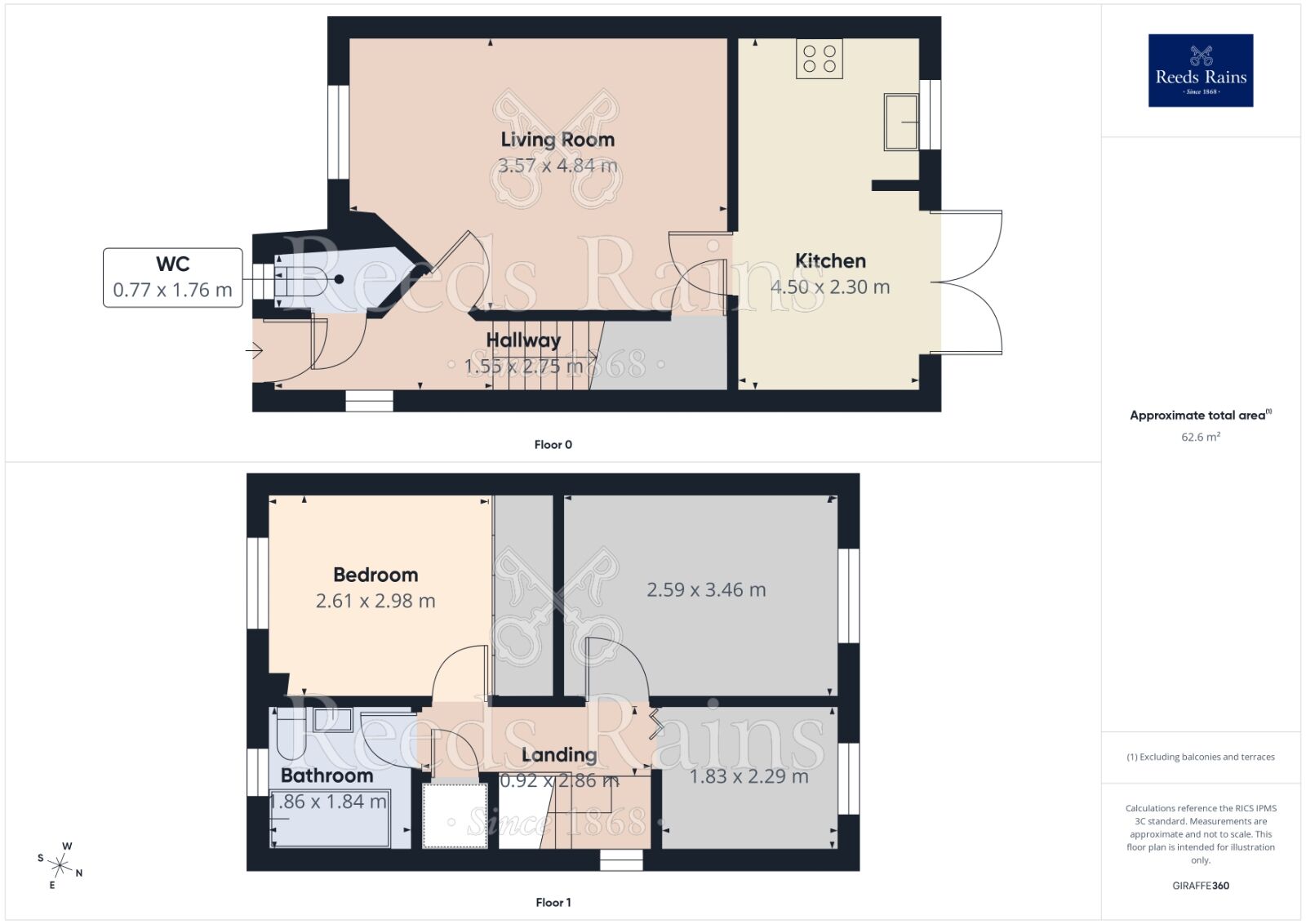 Floorplan of 3 bedroom End Terrace House for sale, Greenacres Court, Castleford, West Yorkshire, WF10